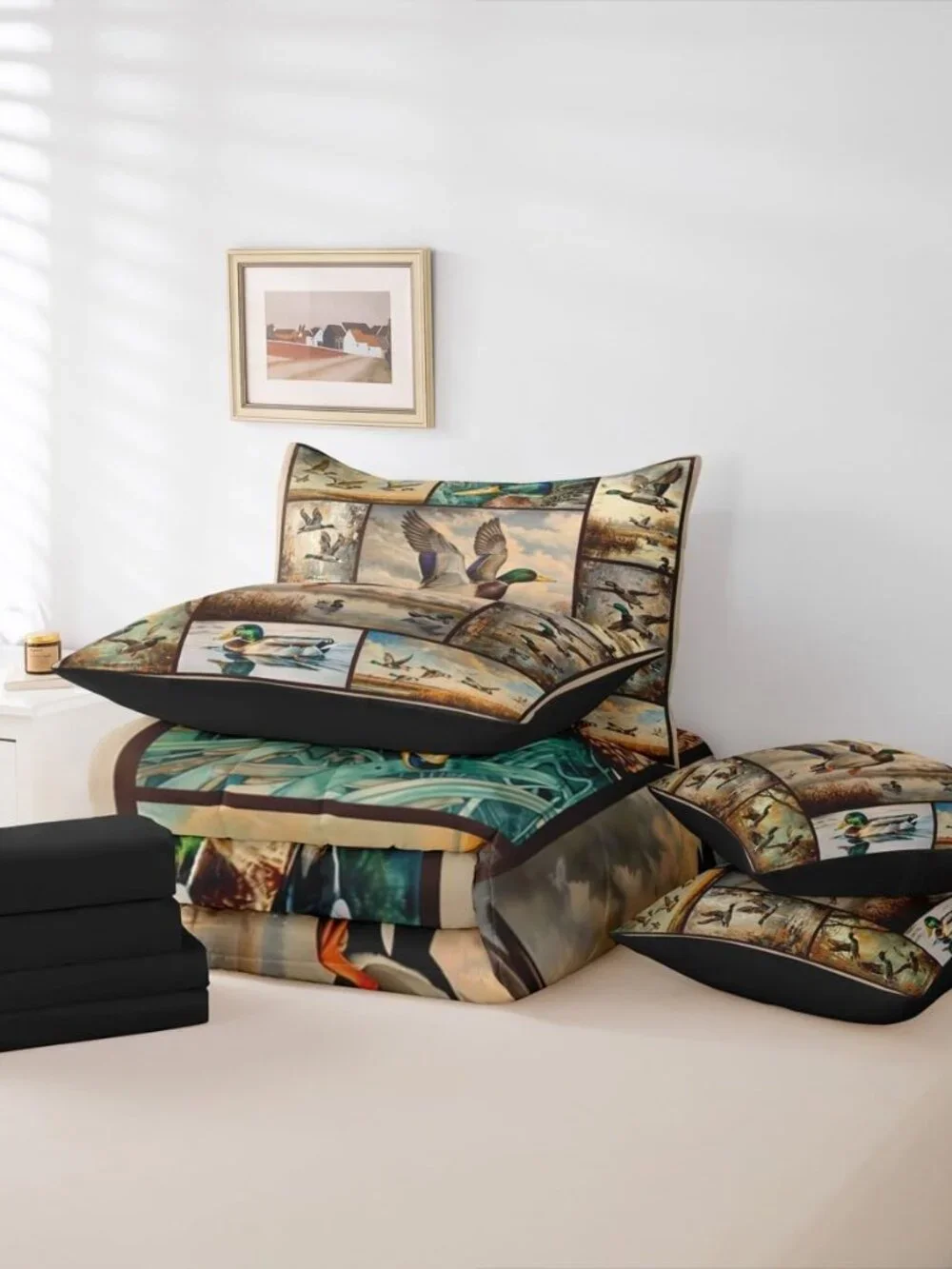 Mallard Duck 7 Pieces Bedding Set Queen Size Country Cabin Woodland Duck Comfort